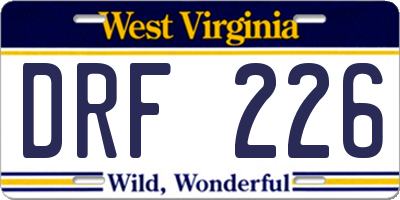 WV license plate DRF226