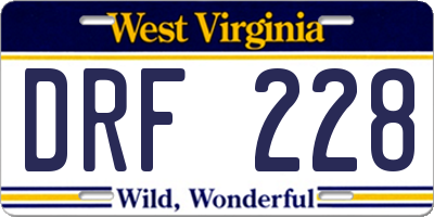 WV license plate DRF228