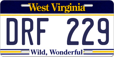 WV license plate DRF229