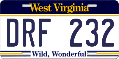 WV license plate DRF232