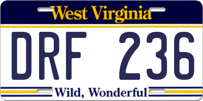 WV license plate DRF236