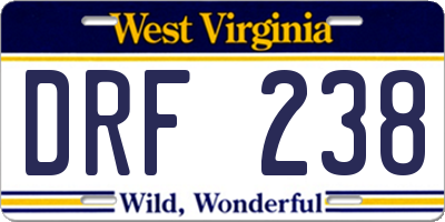 WV license plate DRF238