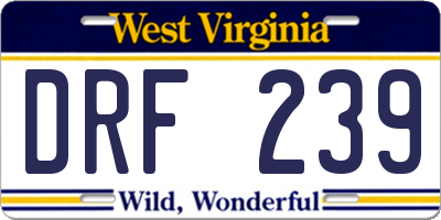 WV license plate DRF239