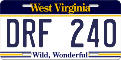 WV license plate DRF240
