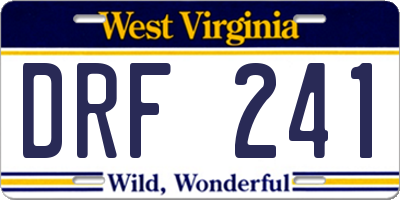 WV license plate DRF241