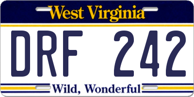 WV license plate DRF242
