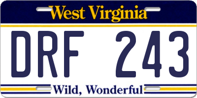 WV license plate DRF243