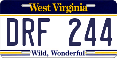 WV license plate DRF244