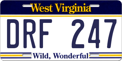 WV license plate DRF247