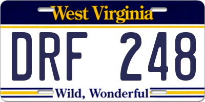 WV license plate DRF248