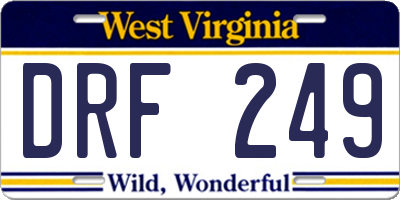 WV license plate DRF249