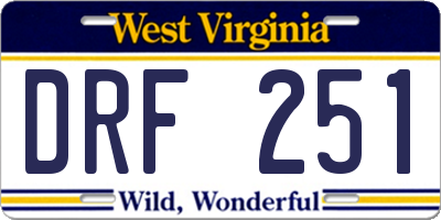 WV license plate DRF251