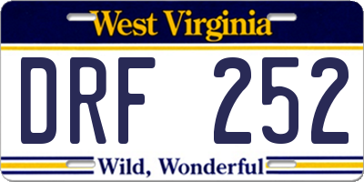 WV license plate DRF252