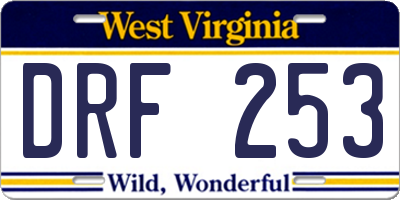 WV license plate DRF253
