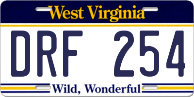 WV license plate DRF254