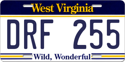 WV license plate DRF255