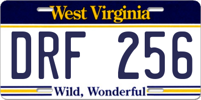 WV license plate DRF256
