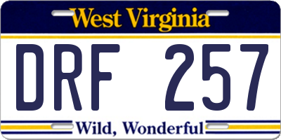 WV license plate DRF257