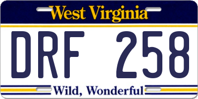 WV license plate DRF258
