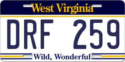 WV license plate DRF259