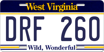 WV license plate DRF260