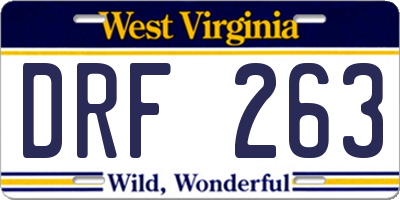 WV license plate DRF263