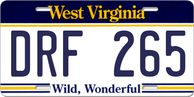 WV license plate DRF265