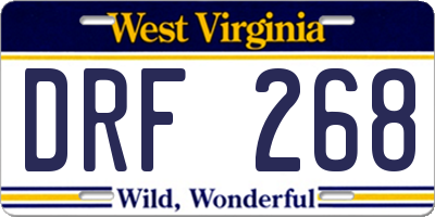 WV license plate DRF268