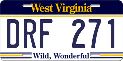 WV license plate DRF271