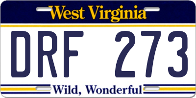 WV license plate DRF273