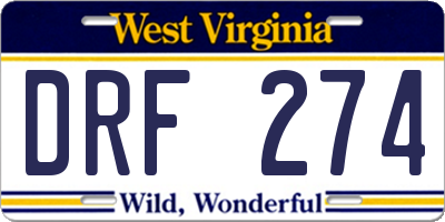 WV license plate DRF274