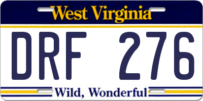 WV license plate DRF276