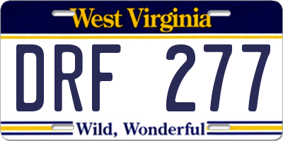 WV license plate DRF277