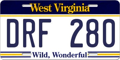 WV license plate DRF280
