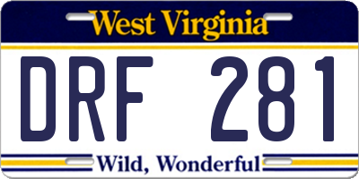 WV license plate DRF281