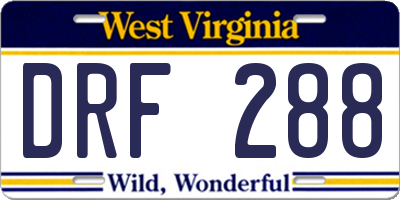 WV license plate DRF288