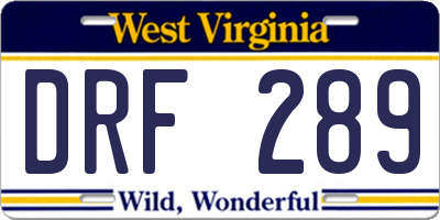 WV license plate DRF289