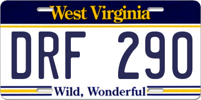 WV license plate DRF290