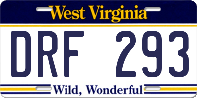 WV license plate DRF293