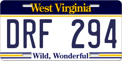 WV license plate DRF294