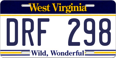 WV license plate DRF298