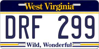 WV license plate DRF299