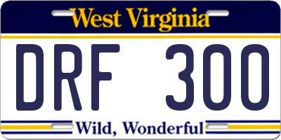 WV license plate DRF300