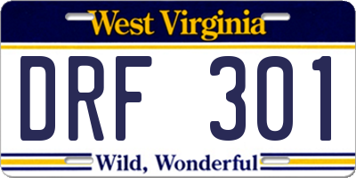 WV license plate DRF301