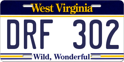 WV license plate DRF302