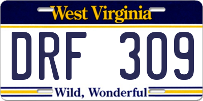 WV license plate DRF309