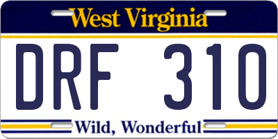 WV license plate DRF310