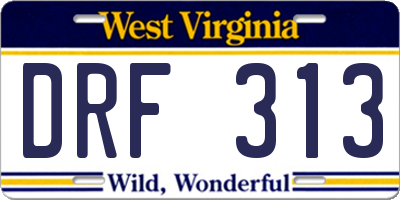WV license plate DRF313