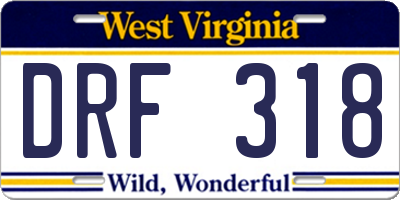 WV license plate DRF318
