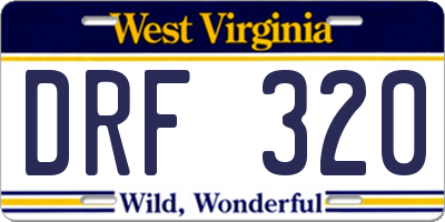WV license plate DRF320